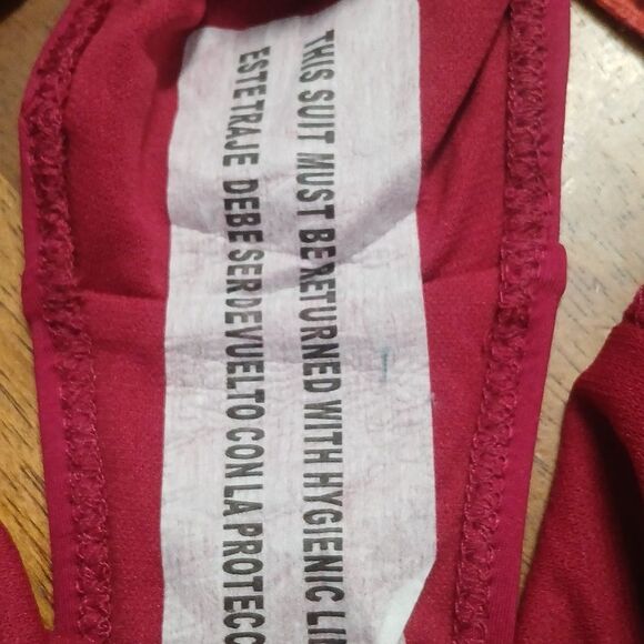 Mossimo 2 pc striped solid maroon bottom bikini bathing suit swimsuit Sz S NWT - Picture 6 of 7